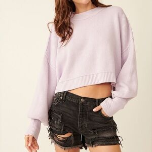 FREE PEOPLE Easy Street Crop Pullover / Frost Lavender